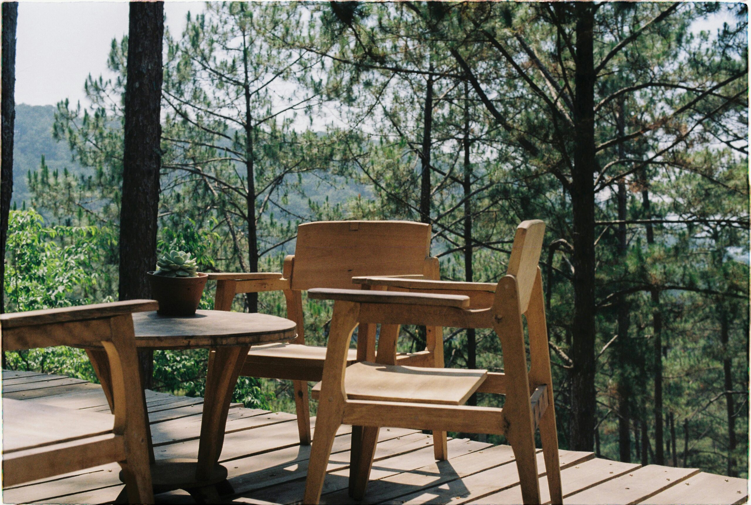wood chairs on a deck in central ma deck furniture in Massachusetts